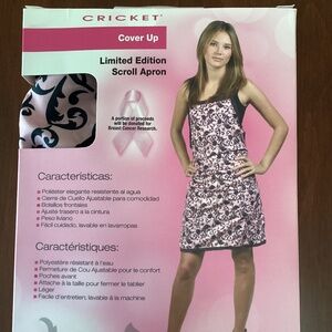 Cricket Limited Edition scroll patter apron pink and black